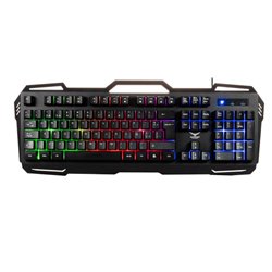 Teclado Naceb metalico gamer alambrico retroiluminado USB-A modelo NA-0967color Negro