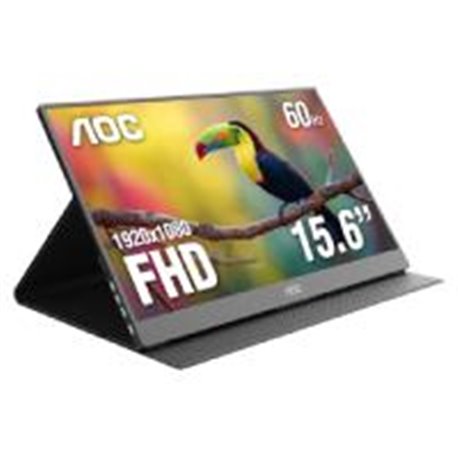 MONITOR PORTATIL LED AOC 16T20 / COLOR NEGRO / PANEL IPS 15.6 / USB-C / ASPECTO 16:9 / T.D.RESPUESTA 20MS / RESOLUCION 1920 X 10