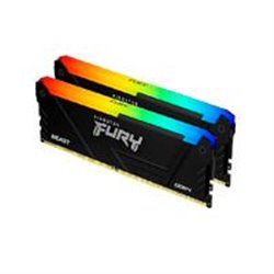 MEMORIA RAM KINGSTON DIMM DDR4 32GB 2X16GB 3200MT/S FURY BEAST BLACK RGB XMP CL16 288PIN 1.35V C/DISIPADOR DE CALOR P/PC/GAMER/A