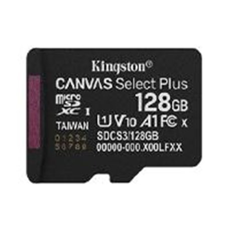 MEMORIA FLASH MICRO SD KINGSTON SDXC CANVAS SELECT PLUS 128GB 150MB/S UHS-I U1 V10 SIN/ADAPTADOR (SDCS3/128GBSP)