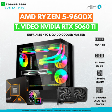 PC GAMER RYZEN 7-5700X CON RX-9060-XT 16GB, RAM 32GB, SSD 1TB