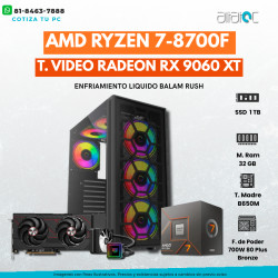 PC GAMER RYZEN 7-5700X CON RX-9060-XT 16GB, RAM 32GB, SSD 1TB