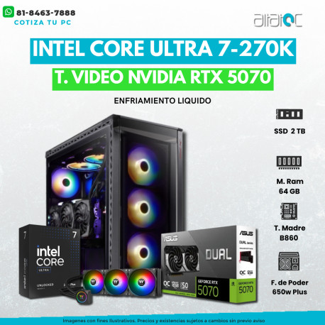 PC INTEL I7-14700K + RTX-5070 TI 16GB, RAM 64GB, SSD 2TB + 4TB