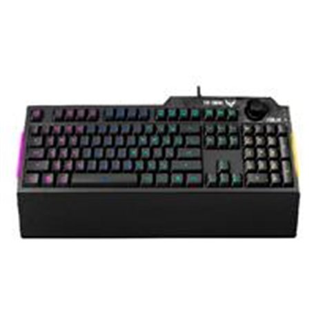 TECLADO ASUS TUF K1/ANTIDERRAMES/PERILLA DE VOLUMEN/RGB/GAMER