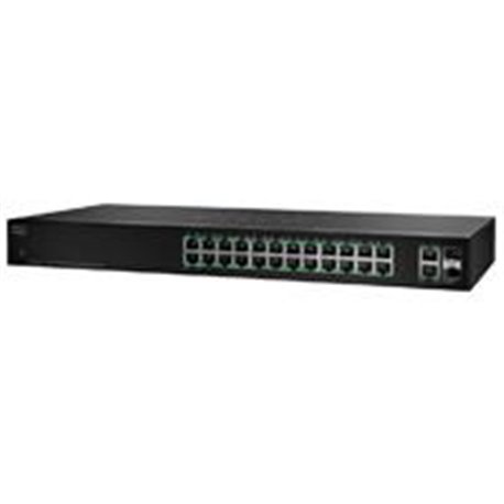 SWITCH CISCO SMB 24 PUERTOS, 10/100 MBPS, NO ADMINISTRABLE, 2 PUERTOS SFP RACK, QOS