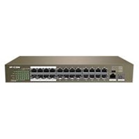 SWTICH F1126P-24-250W IP-COM, 24 PUERTOS POE FAST ETHERNET, (AF, AT) + 1 GE + 1 PUERTO SFP, METAL, 13 PULGADAS, POE 250 W, MODOS