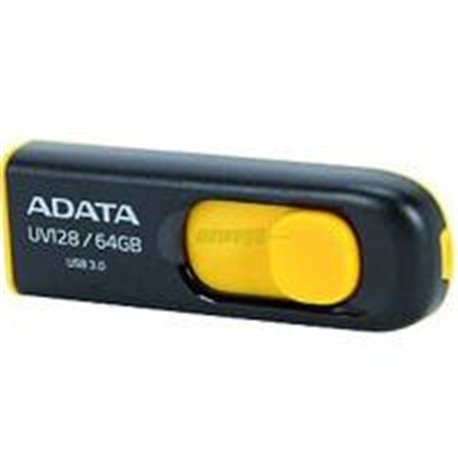 MEMORIA ADATA 64GB USB 3.2 UV128 RETRACTIL NEGRO-AMARILLO