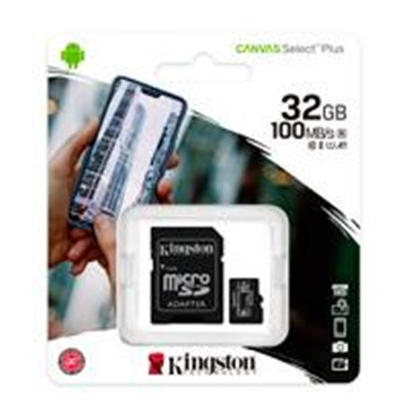 MEMORIA KINGSTON MICRO SD CANVAS SELECT PLUS 32GB UHS-I CLASE 10 C/ADAPTADOR