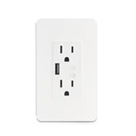 TOMA CORRIENTE DE PARED INTELIGENTE WIFI COLOR BLANCO SMART LIFE IOT BY TECHZONE