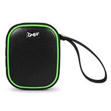BOCINA BLUETOOTH WATERPROOF VORTEX GHIA NEGRA/VERDE 3W2 RMS AUX 3.5MM RADIO FM GAC-068