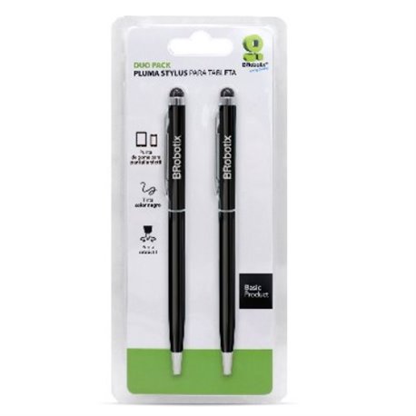 PLUMA STYLUS BROBOTIX P/TABLETA DUO PACK NEGRA