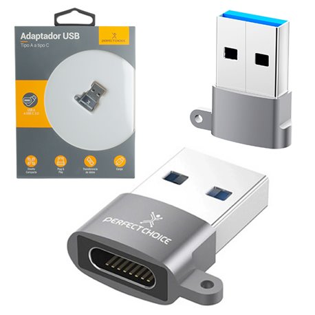 ADAPTADOR PERFECT CHOICE USB A MACHO A USB TIPO C HEMBRA