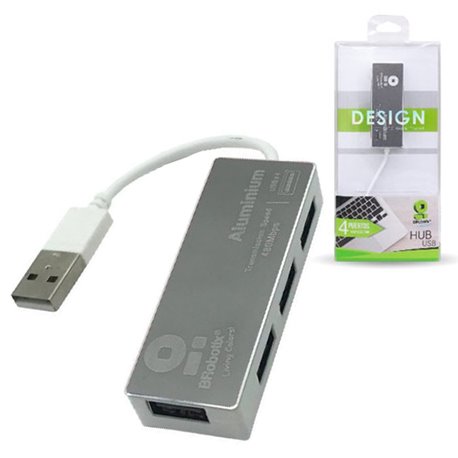 HUB BROBOTIX 4 PUERTOS USB V2.0 MEDIUM PLATA