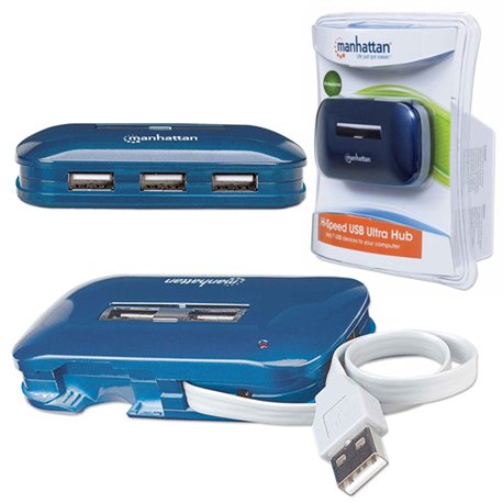 HUB USB V2.0 7 PUERTOS AZUL CON FUENTE