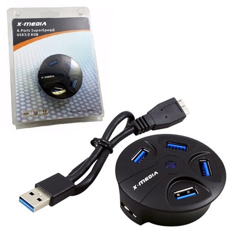 HUB 4 PUERTOS USB 3.0 SIN ADAPTADOR DE CORRIENTE