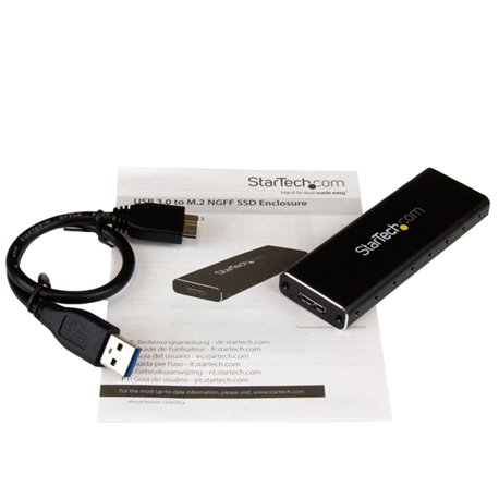 GABINETE STARTECH ADAPTADOR SSD M.2 A USB 3.0 UASP CON GABINETE PROTECTOR-CONVERTIDOR NGFF DE UNIDAD SSD - 1 x BAHIA TOTAL-SOPOR