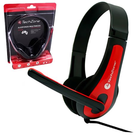 AUDIFONO DIADEMA ALAMBRICO TECHZONE NEGRO C/MICROFONO 3.5MM