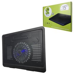 SOPORTE BROBOTIX PARA PORTATIL  VENTILADO E ILUMINADO DE ALUMIONIO NEGRO