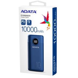 CARGADOR ADATA POWER BANK 10000MAH AZUL MARINO AP10000QCD-DGT-CDB PORTATIL