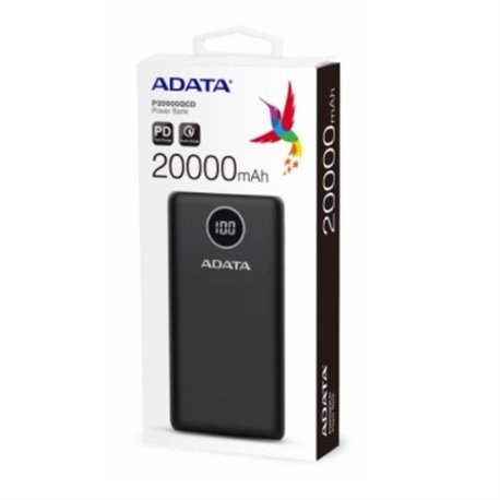 CARGADOR ADATA POWER BANK P20000 NEGRO 20 000MAH AP20000QCD-DGT-CBK