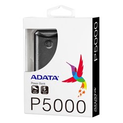 CARGADOR ADATA POWER BANK P5000 GRIS PORTATIL 5000MAH AP5000-USBA-CGY