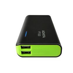 CARGADOR ADATA POWER BANK APT100 10000 MAH NEGRO CON VERDE