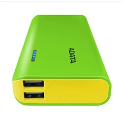 CARGADOR ADATA POWER BANK APT100 10000 MAH VERDE CON AMARILLO