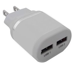 CARGADOR BROBOTIX  USB PARA PARED  5V  2A  2 PUERTOS  BLANCO