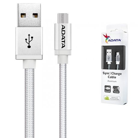 CABLE ADATA USB - MICRO USB 100CM  AMUCAL-100CMK-CSV PLATA