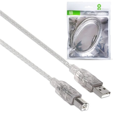 CABLE BROBOTIX  USB V2.0 A-B 3METROS TRANSLUCIDOS