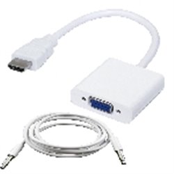 CONVERTIDOR BROBOTIX HDMI MACHO A VGA HEMBRA CON AUDIO COLOR BLANCO