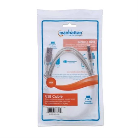 CABLE MANHATTAN PARA IMPRESORA USB A-B 1.8M PLATA