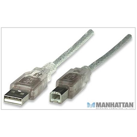 CABLE MANHATTAN PARA IMPRESORA USB A-B 5M PLATA