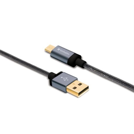 CABLE VERBATIM MICRO USB NEGRO TRENZADO 1.2M PARA CARGA/SINCRO