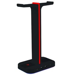 SOPORTE PARA AUDIFONOS GAMER ALAMBRICO USB ILUMINACION RGB 2*USB