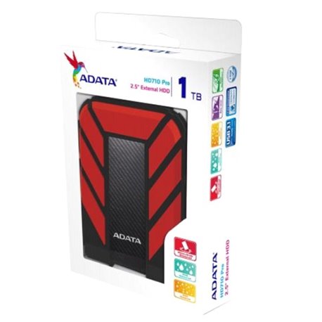HD EXT 1 TB ADATA 2.5 USB 3.1 AHD710P-1TU31-CRD  CONTRA  AGUA Y GOLPES ROJO