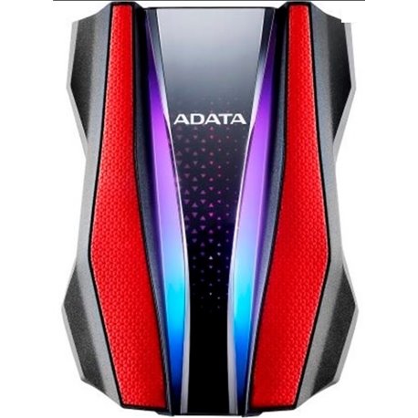 HD EXT 2 TB ADATA 2.5 USB 3.2 ROJO RGB TEXTURA PLASTICO Y SILICONA ANTIGOLPES