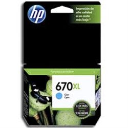 TINTA HP 670 XL CZ118AL CYAN DESKJET 3525/4615/4625/5525 ALTO RENDIMIENTO (750 PAG)