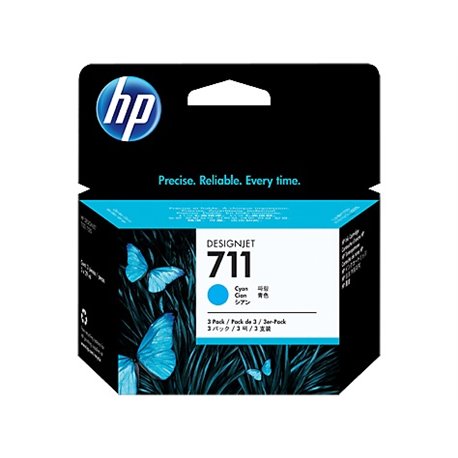 TINTA HP LF 711 CZ134A CYAN DESIGNJET T120/T520 29-ML (3-PACK)
