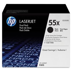 TONER HP 55X CE255XD NEGRO LASERJET P3015dn/M521dn/M525dn M DUAL PACK ALTO RENDIMIENTO (2 DE 12 500 PAG)