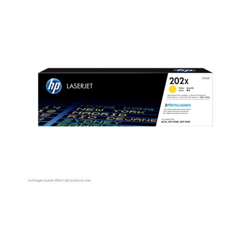 TONER HP 202X CF502X AMARILLO LASERJET PRO M254dw/M281fdw ALTO RENDIMIENTO (2 500 PAG)
