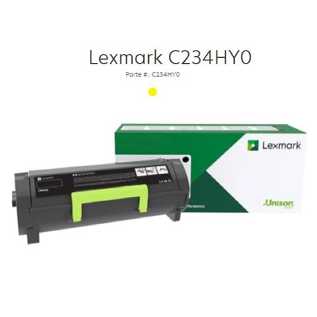 TONER LEXMARK C234HY0 AMARILLO ALTO RENDIMIENTO MC2535ADWE (2300 PAG)