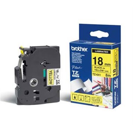 CINTA BROTHER TZE641 NEGRO-AMARILLO PRINT TOUCH PT-300/PT-300B/PT-310/PT-310B 18MM