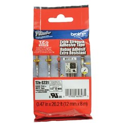 CINTA BROTHER TZES231 NEGRO-BLANCO PRINT TOUCH PT-310/310B/320/330/340/350 LAMINADA EXTRA ADHESIVO 12MM