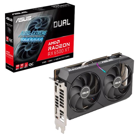 TJ VIDEO ASUS 4GB DUAL-RX6500XT-O4G GDDR6 RADEON HDMI/DP